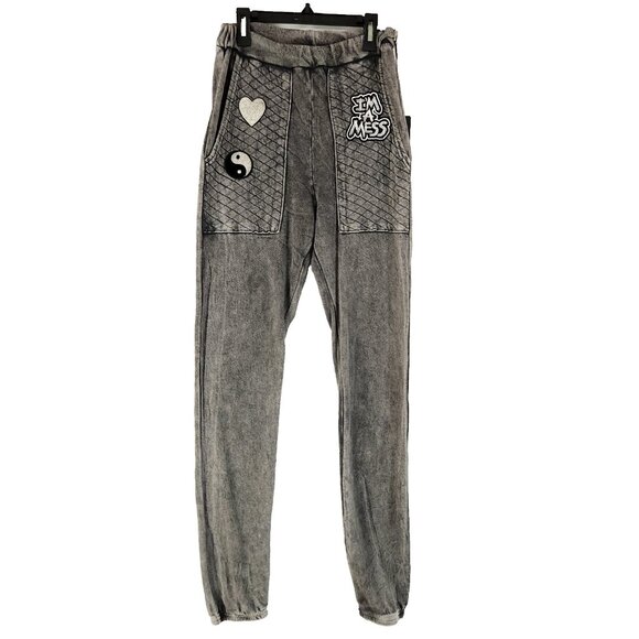 Lauren Moshi Sweatpants Womens XS Im a Mess Lightweight Gray Jogger Pants - Picture 1 of 12